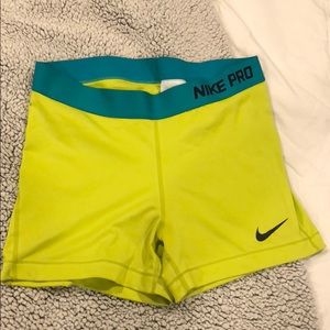 Neon Nike Pro Spandex Shorts